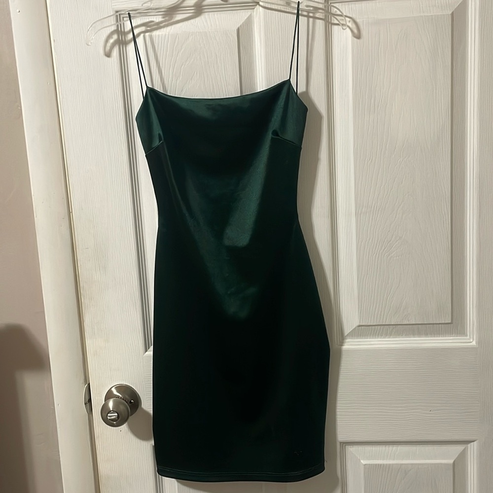 Dark green mini dress